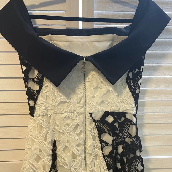 Sachin & Babi RTW Spring 2016 Javonne Lace High Low Gown size 6 black/white - Picture 6 of 9